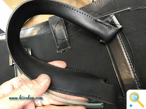 Bagのハンドル交換と底の角擦り切れ補修