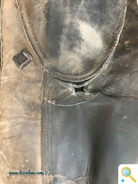 乗馬ブーツの革あて修理（穴あき修理）、デニーロブーツのパーツ製作