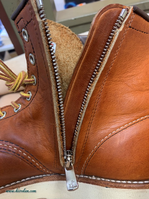 Red Wingとchippewa ブーツ エンジニアなどのファスナー取付＆ソール交換