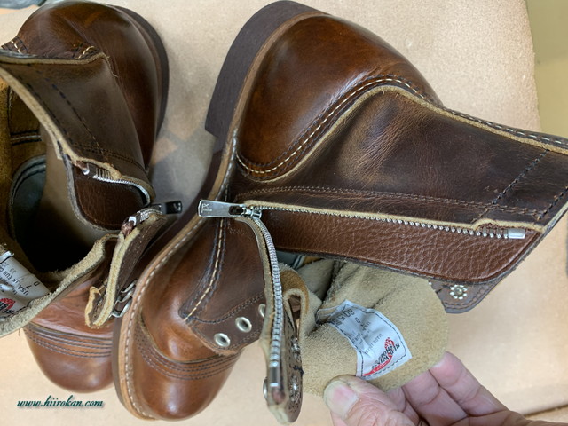 Red Wingとchippewa ブーツ エンジニアなどのファスナー取付＆ソール交換