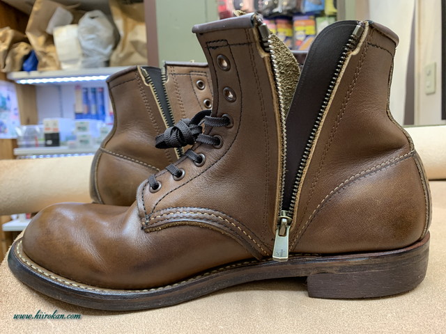 Red Wingとchippewa ブーツ エンジニアなどのファスナー取付＆ソール交換